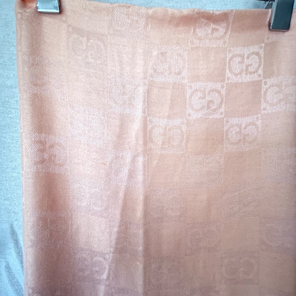GUCCI shawl apricot classic gc stripe wool made In Italy - Picture 5 of 7